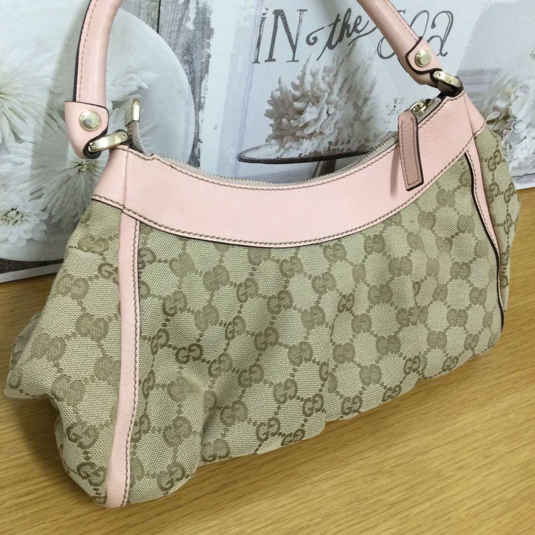 GUCCI】グッチ ワンショルダー GG柄 ピンクxベージュ ショルダー