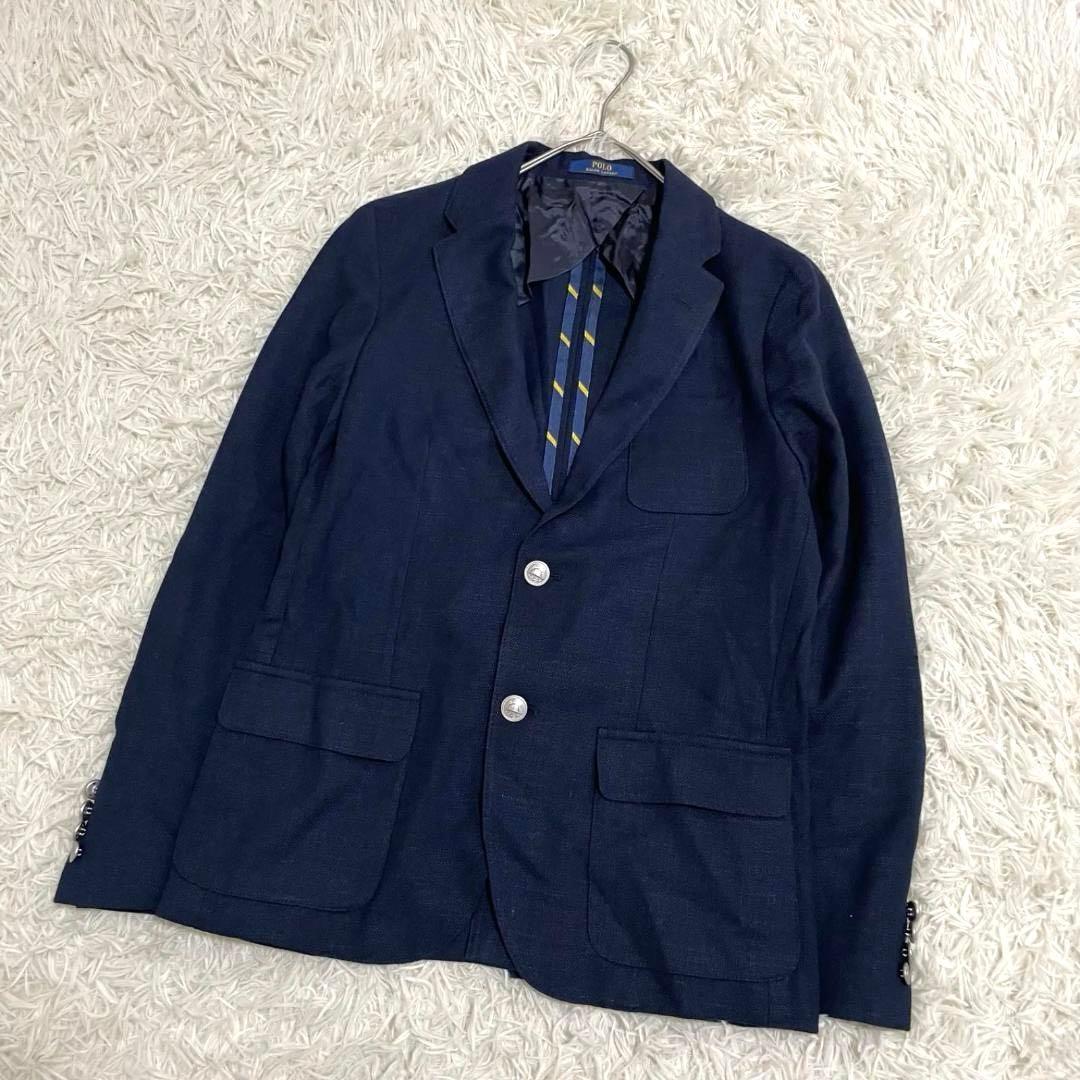 美品✨️ポロラルフローレン 紺ブレ シングル2B 銀ボタン テーラードジャケット