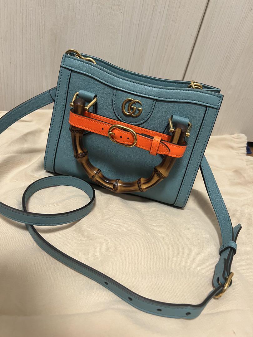 Gucci 水色 バンブーハンドル ショルダーバッグ
