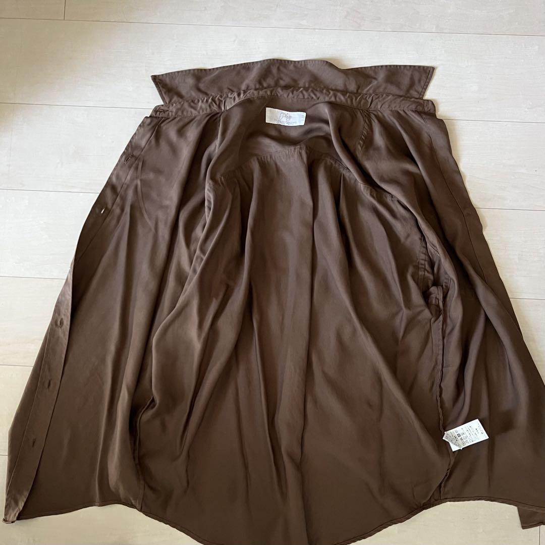 人気　Plage military wash シャツ ブラウン　とろみ　洗濯可