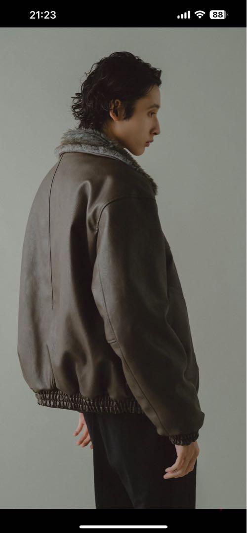Camphor wood / フェイクレザーファーリバーシブルフライトジャケット