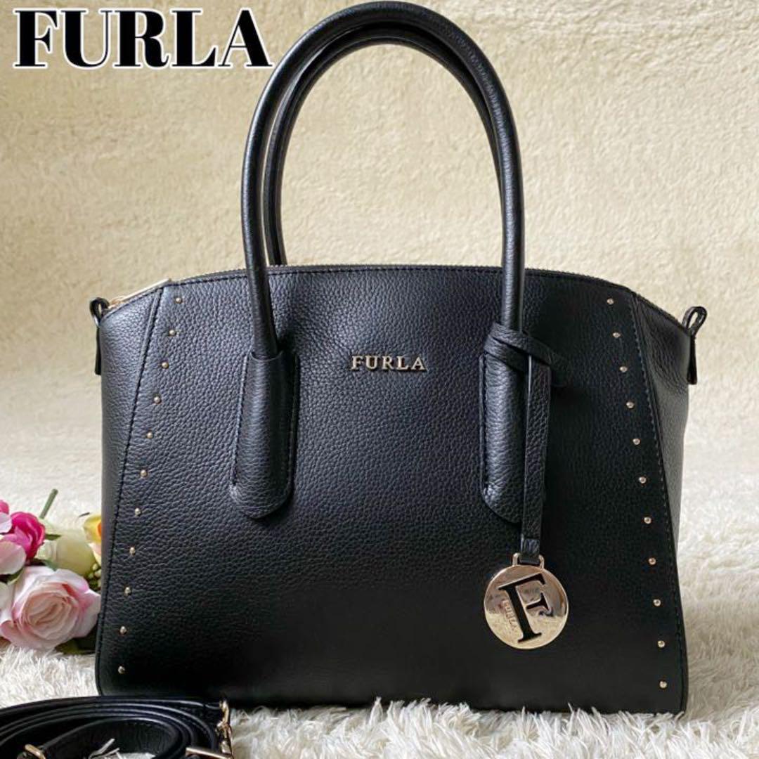極美品】フルラ テッサ 2way ショルダーバッグ スタッズ レザー