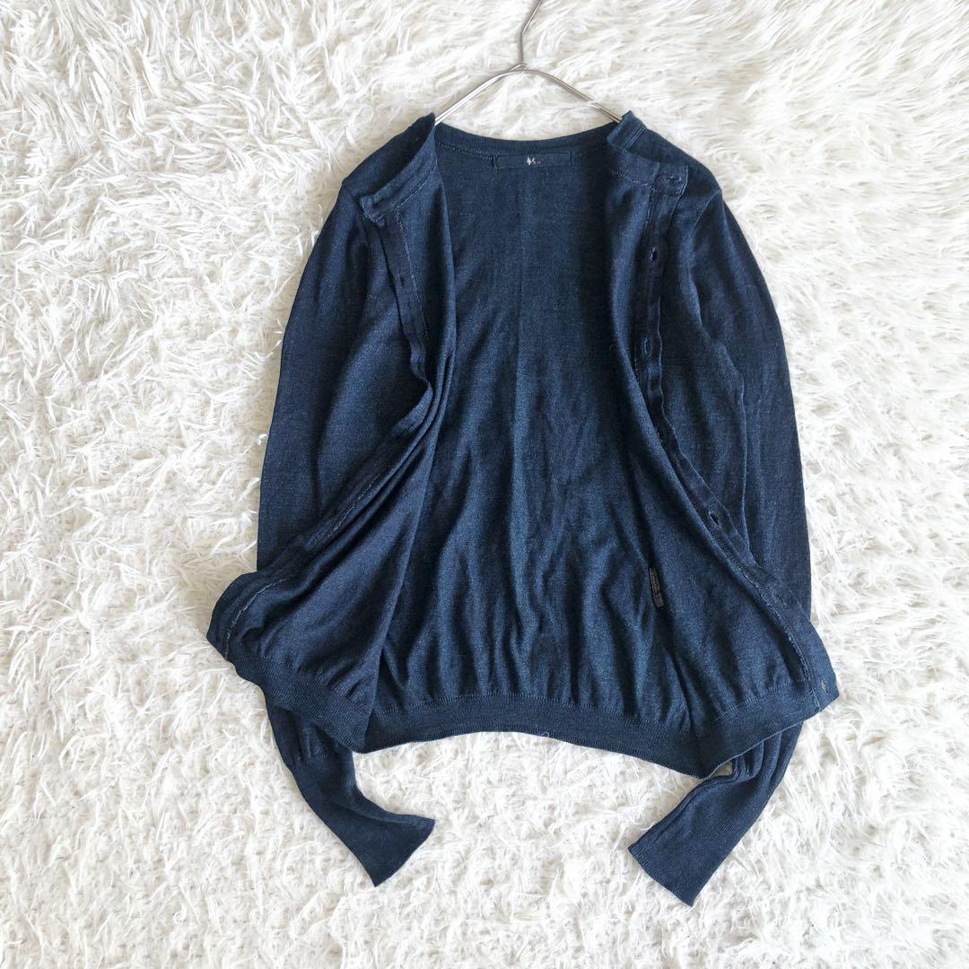 極美品☆45R インディゴブルー コットン100% クルーネック