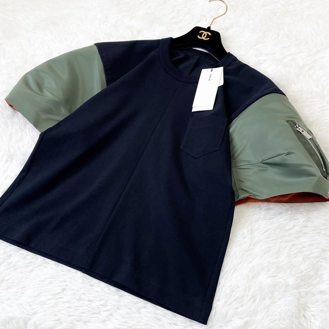 新品タグ付き♪sacai【24SS】ナイロンコットンTシャツ 異素材