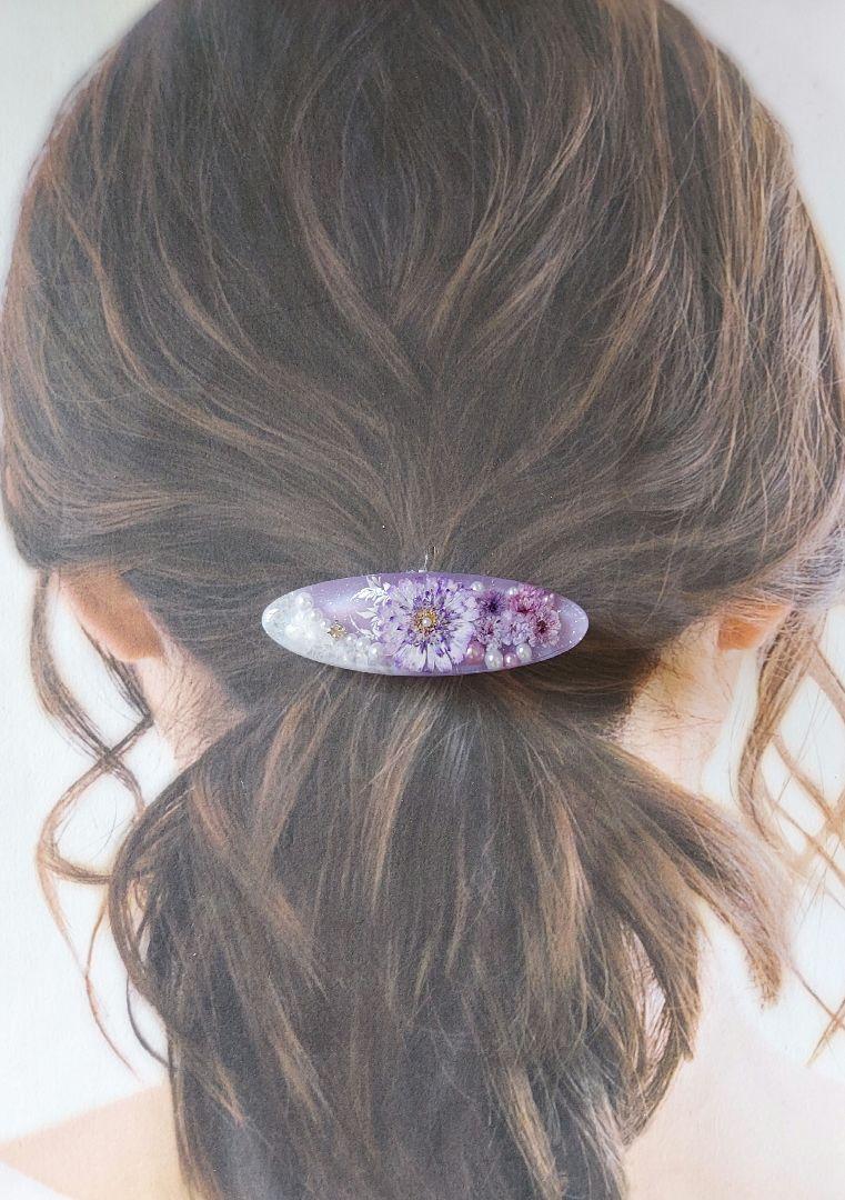 【1530】レジン　マトリカリア　ヘアクリップ　ハンドメイド
