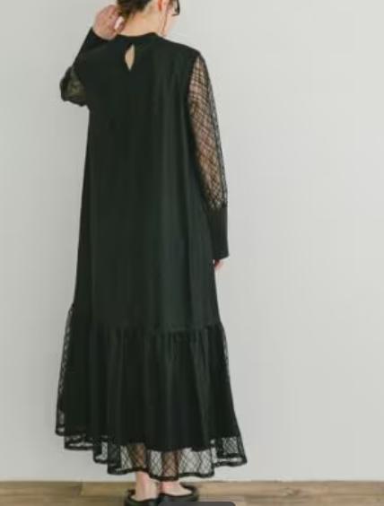 シアーハイネックワンピース　 ITEMS URBAN RESEARCH　ブラック