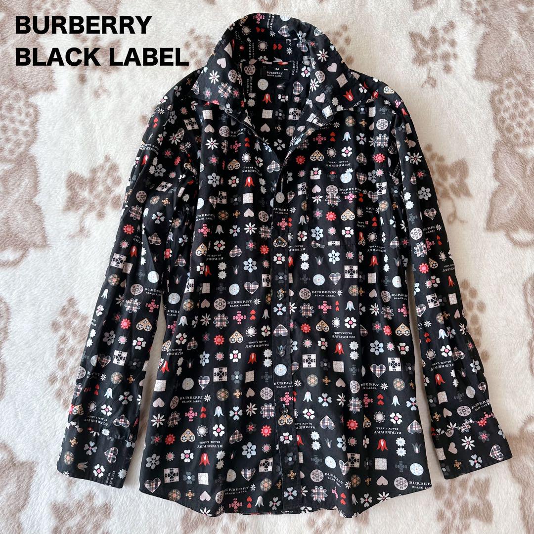 バーバリー ブラックレーベル BURBERRY モノグラム 総柄 シャツ ロゴ