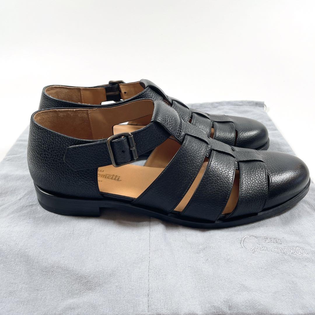 極美品 F.LLI Giacometti グルカサンダル ブラック シボ革 42