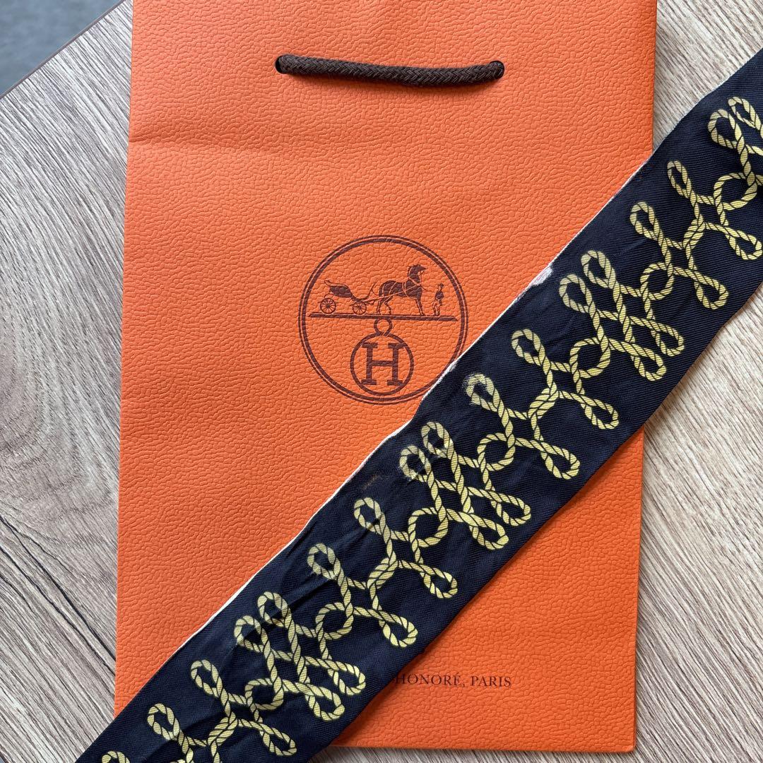エルメス ツイリー 飾緒とブランデンブルク飾り　黒白　HERMES エルメス ツイリー Galons et Brandebourgs 飾緒と
