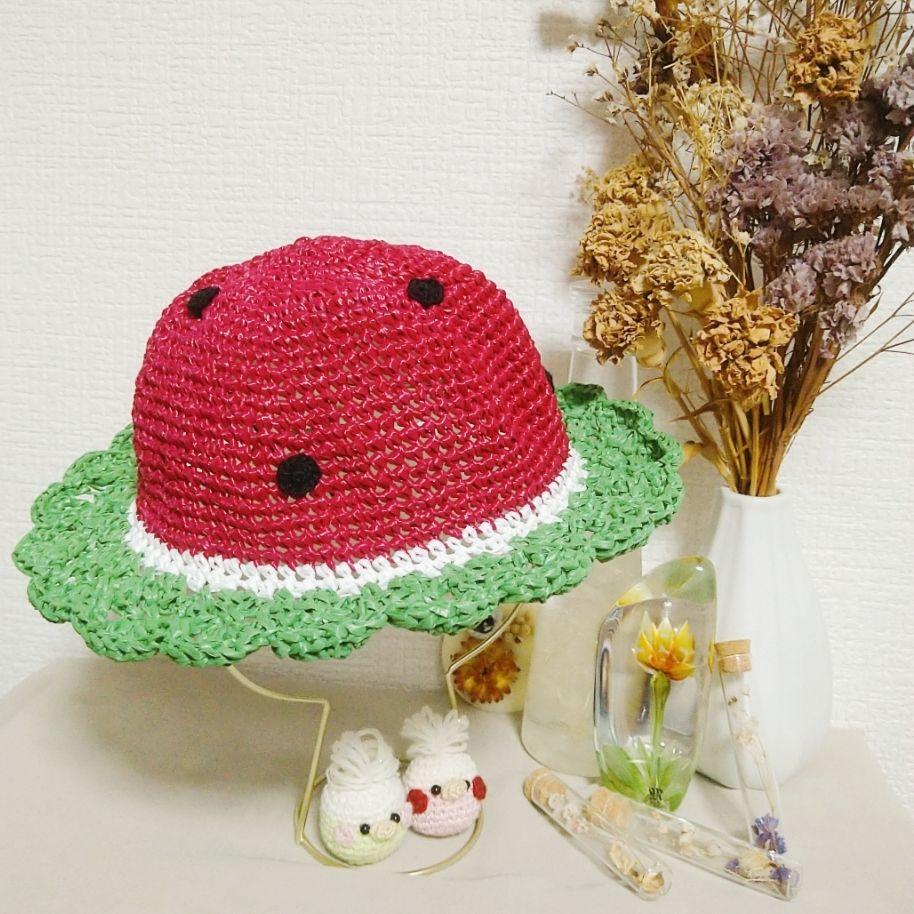 スイカ 麦わら帽子 ハンドメイド 夏用 - メルカリ スイカ 麦わら帽子 ハンドメイド 夏用 - メルカリ