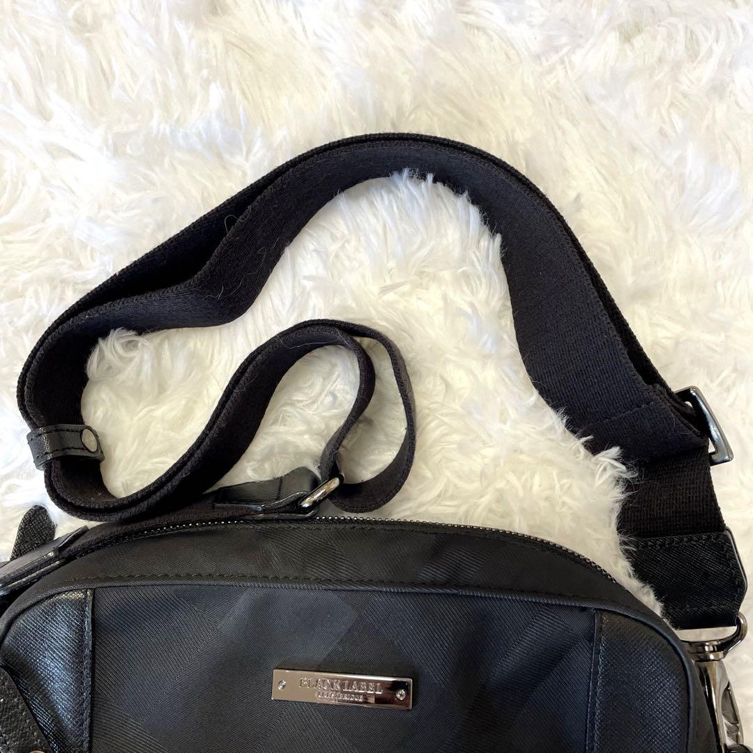 美品✨ブラックレーベルクレストブリッジ シャドーチェック ショルダーバッグ 黒