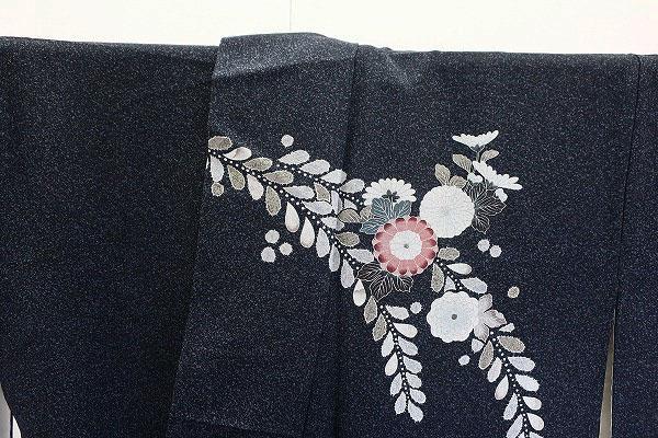 美品 訪問着 辻が花 墨黒 たたき地 袷 身丈166.0cm トールサイズ