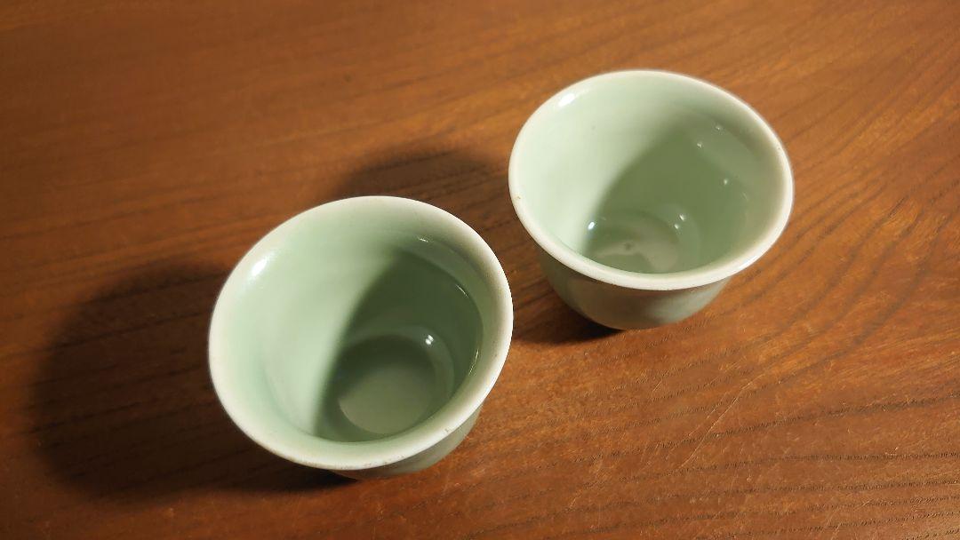 李朝 古玩 青磁 猪口 向付 蔵出し 2客 画像5