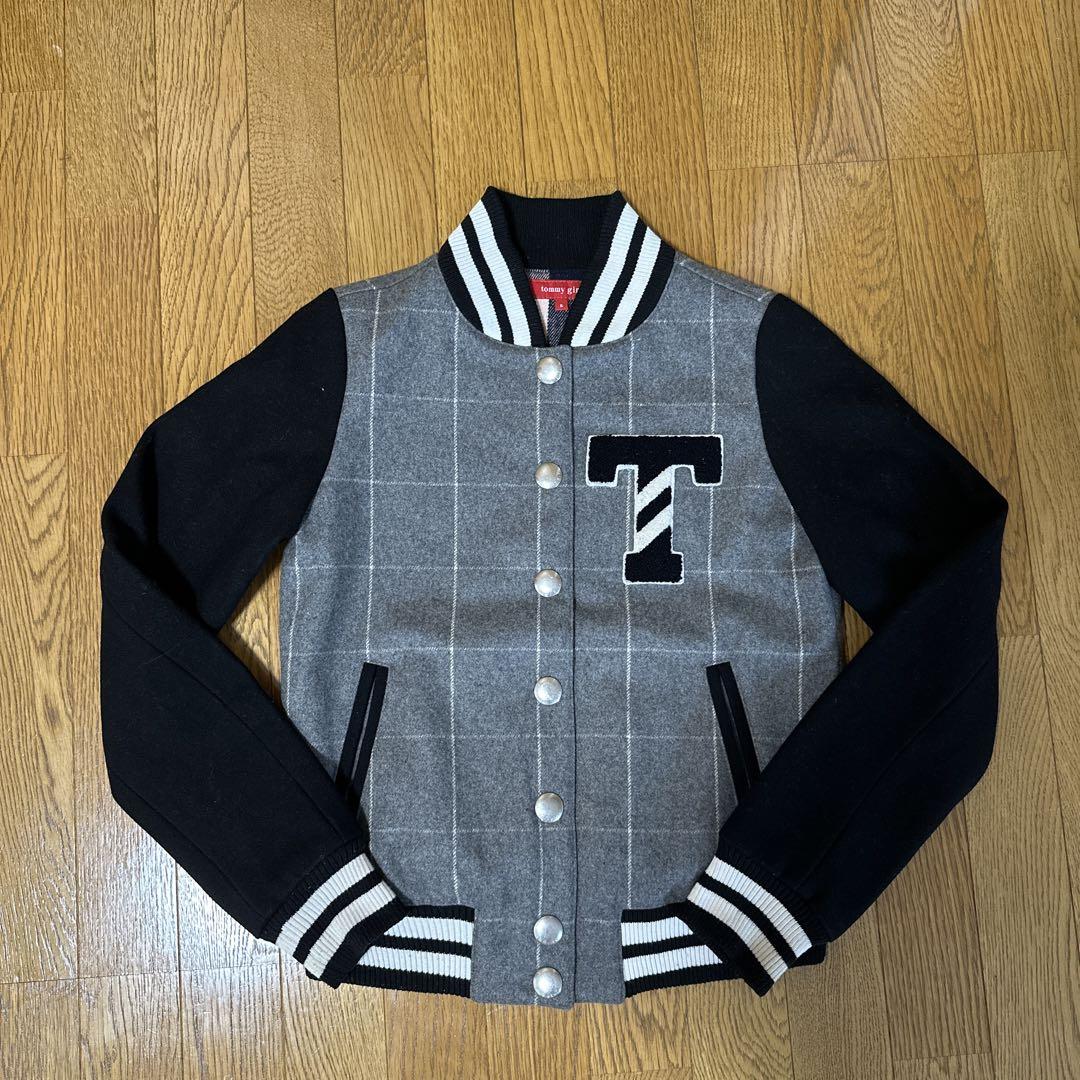Tommy Girl スタジャン Sサイズ グレーのチェック柄