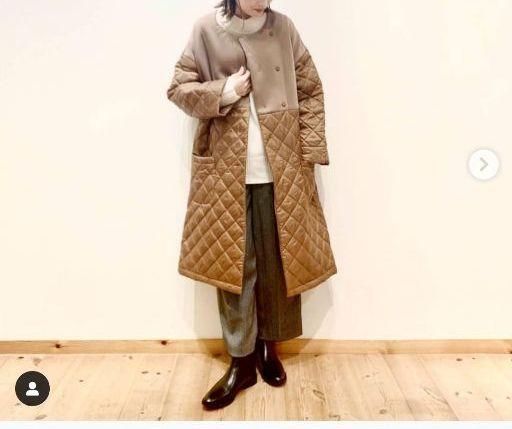 印象のデザイン Audrey ロングコート ダンボール×キルティング Wad John and - ロングコート