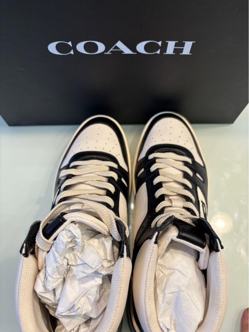 新品本物】COACHコーチハイカットスニーカーホワイトブラック