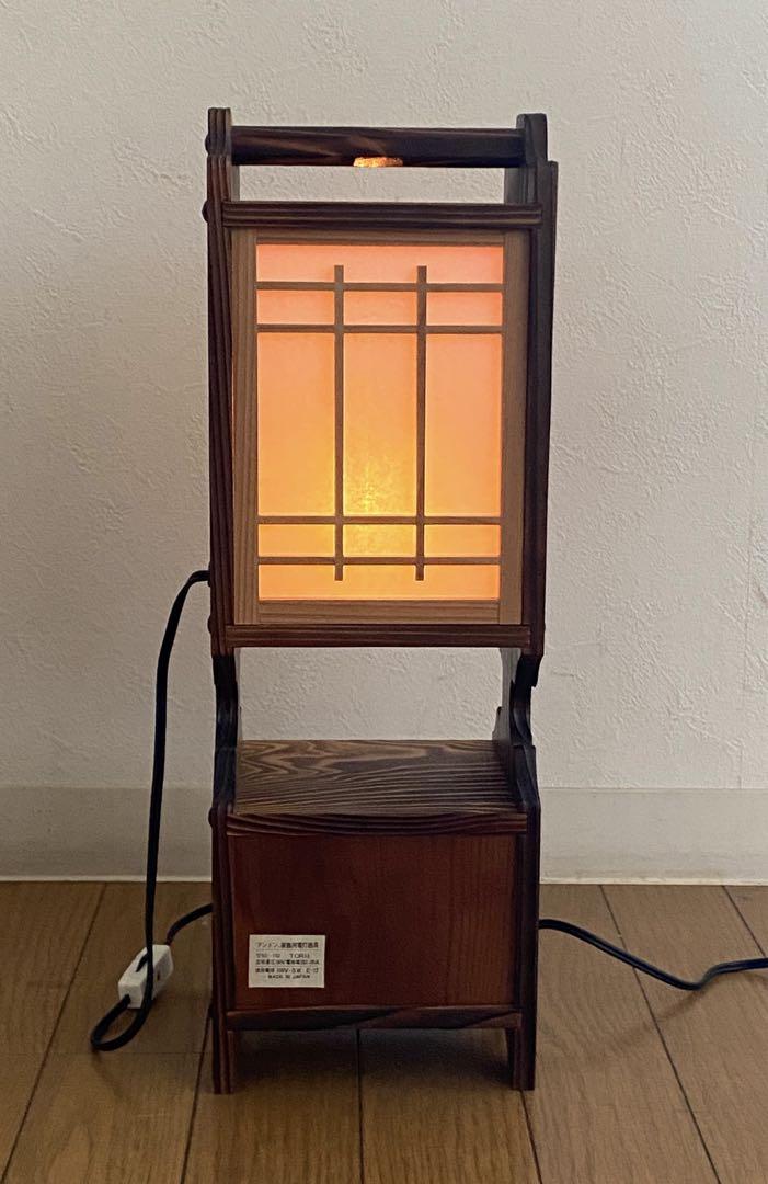 美品 秋田杉細工 春目彫 あんどん 行灯  照明 ランプ