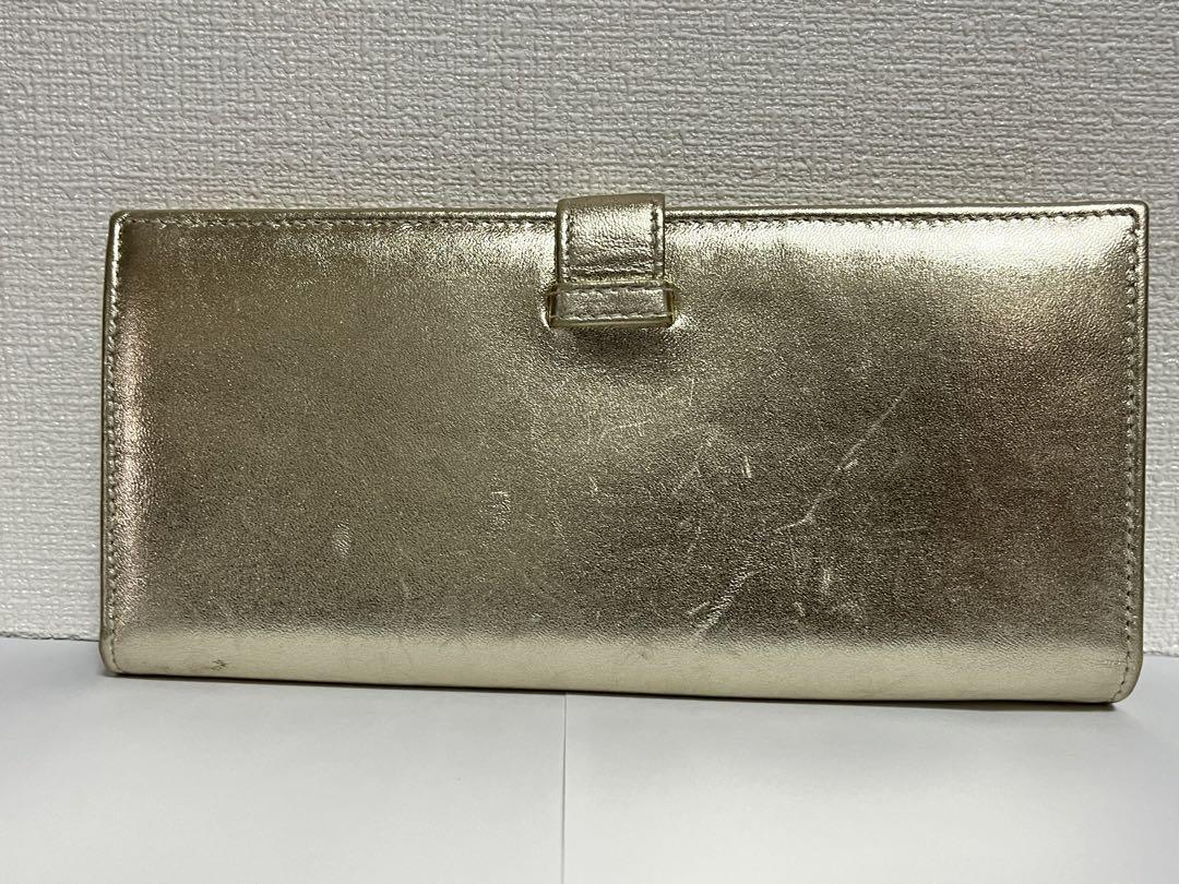 ロエベ 美品 ナッパレザー 長財布 シャンパンゴールド