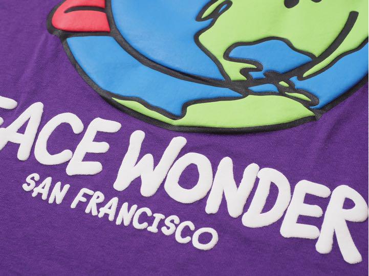 古着　紫Tシャツ　地球柄