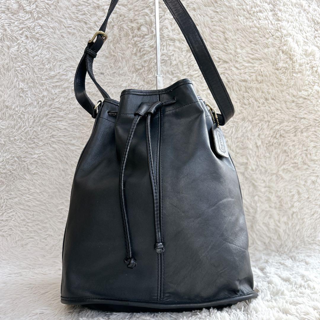 独特な店 極希少！OLD COACH ゴールド金具 巾着ショルダーバッグ 黒 バッグ