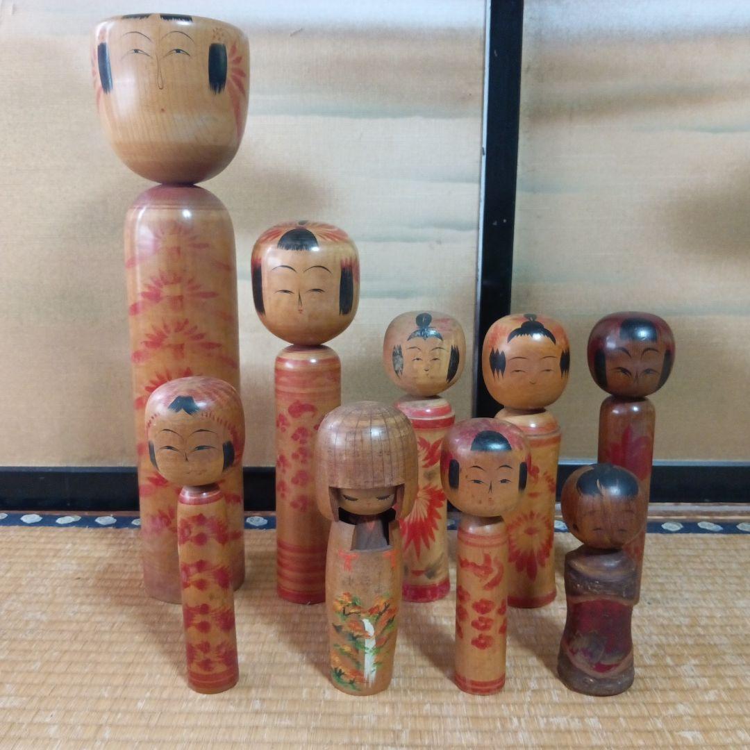 大幅値下げ！最終値下げ‼️入手困難！アンティーク銅板、昭和レトロ日本製手作り。 昭和レトロ 創作こけし 小芥子 木製 21体セット まとめ売り 置物