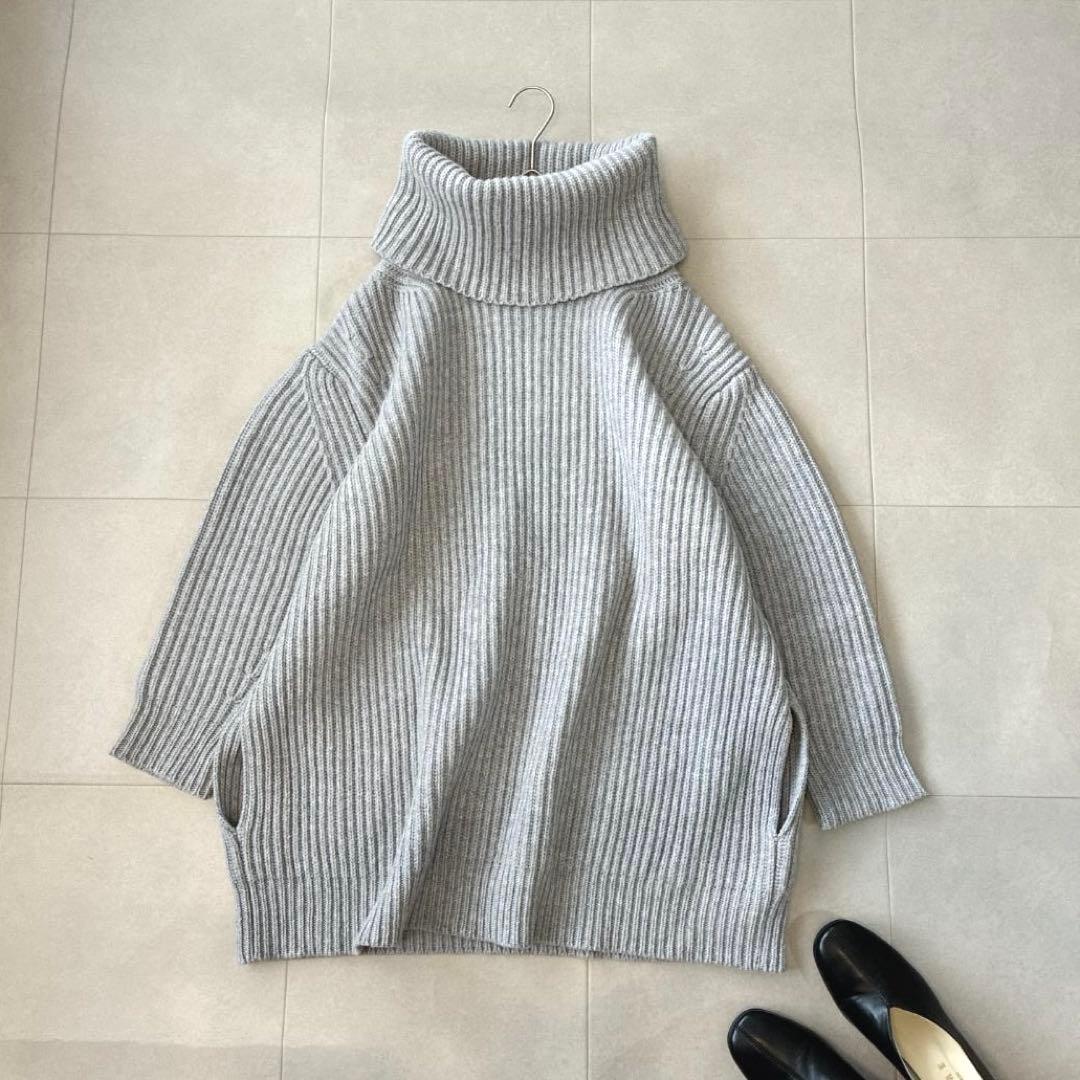 アンスクリア サイドホール ドロップショルダーニット タートルネック ウール SIZE INSCRIRE