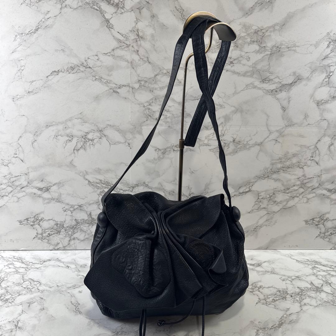 CARLOS FALCHI カルロスファルチ USA製 本革 ショルダーバッグ黒