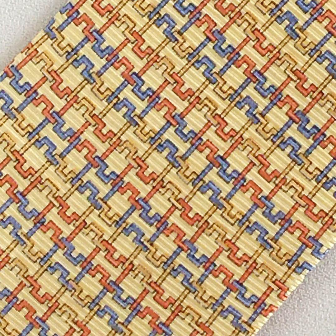 エルメス HERMES ネクタイ シルク フランス製 イエロー H柄 総柄