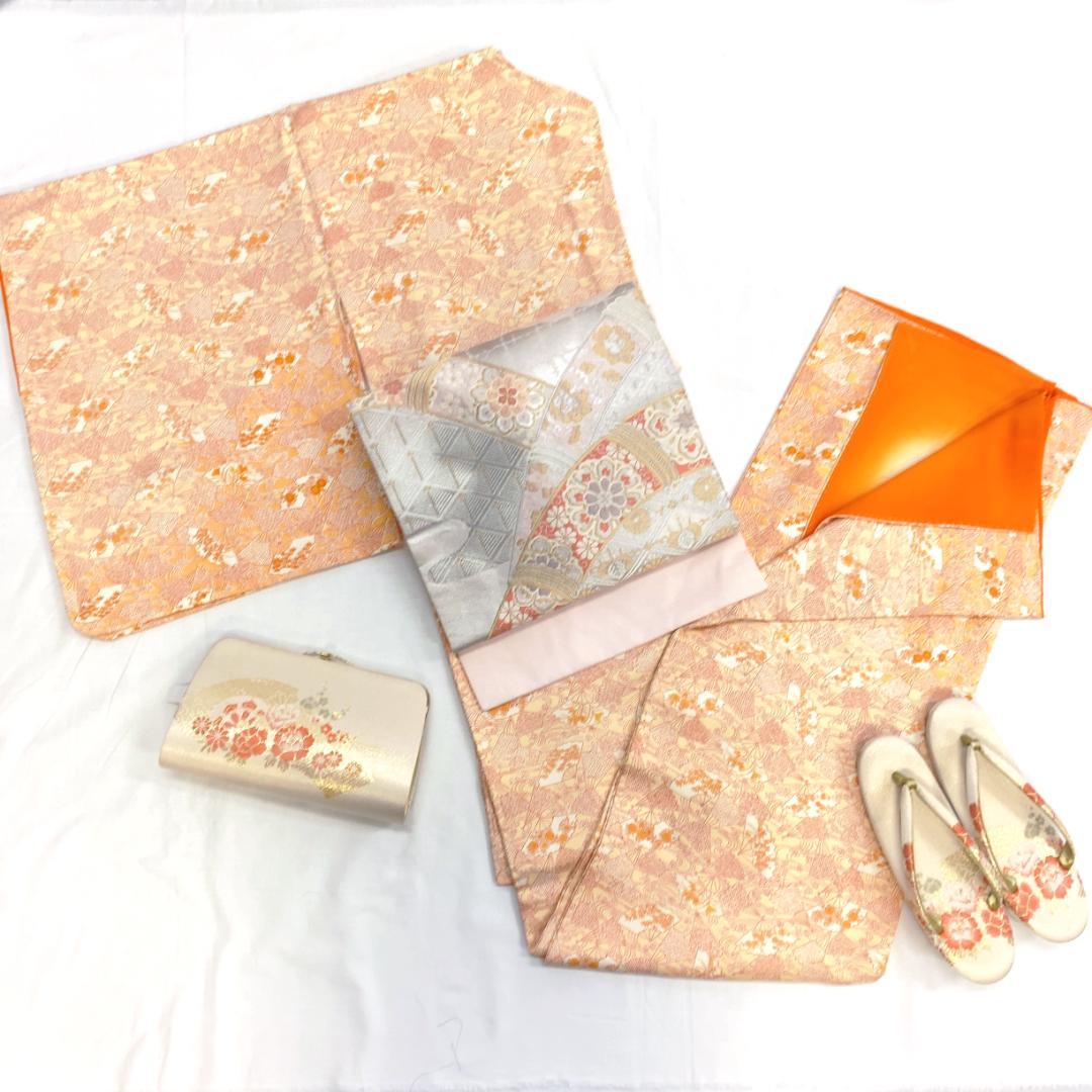 1208】着物 小紋 袷 単品販売♪ オレンジ www.pibid.org