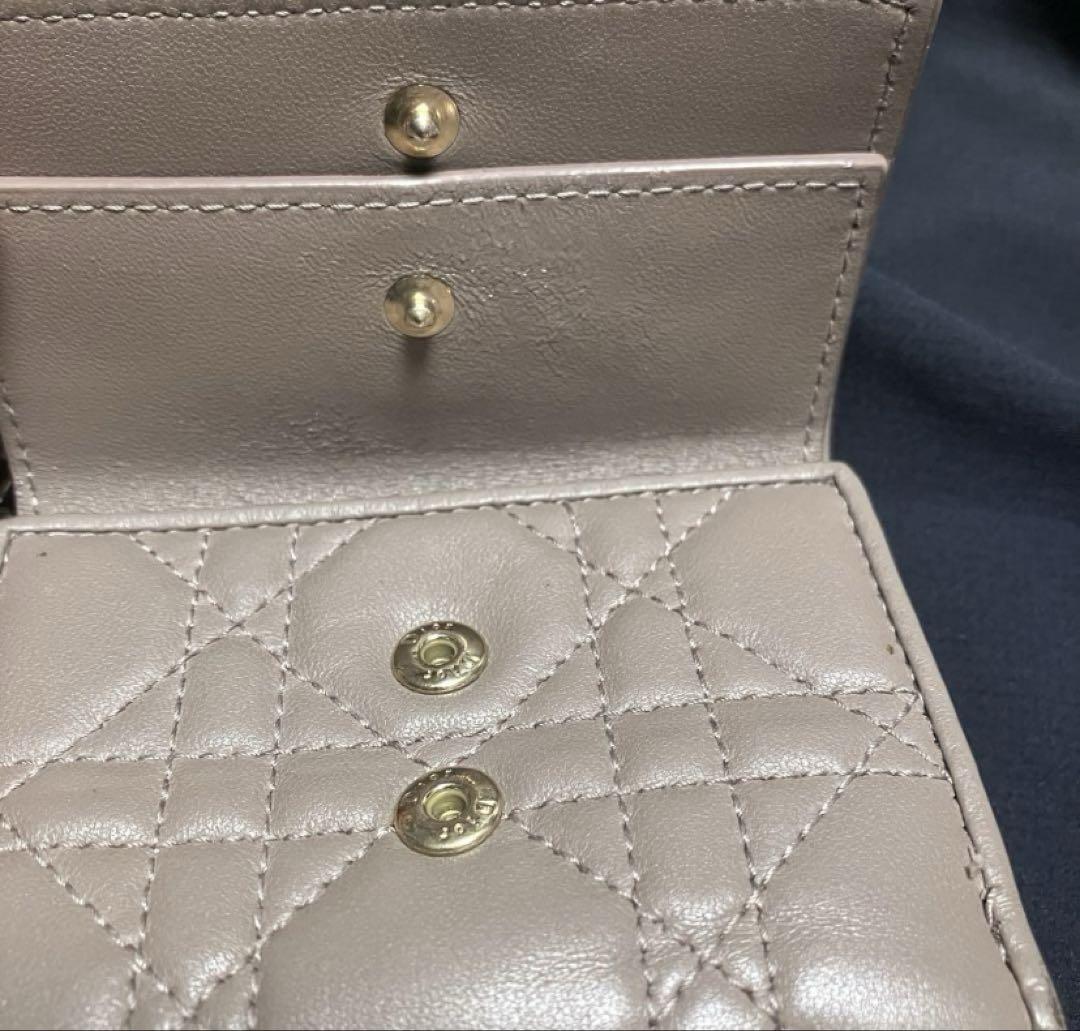 Dior カナージュ ロータスウォレット 三つ折り財布 ラムスキン