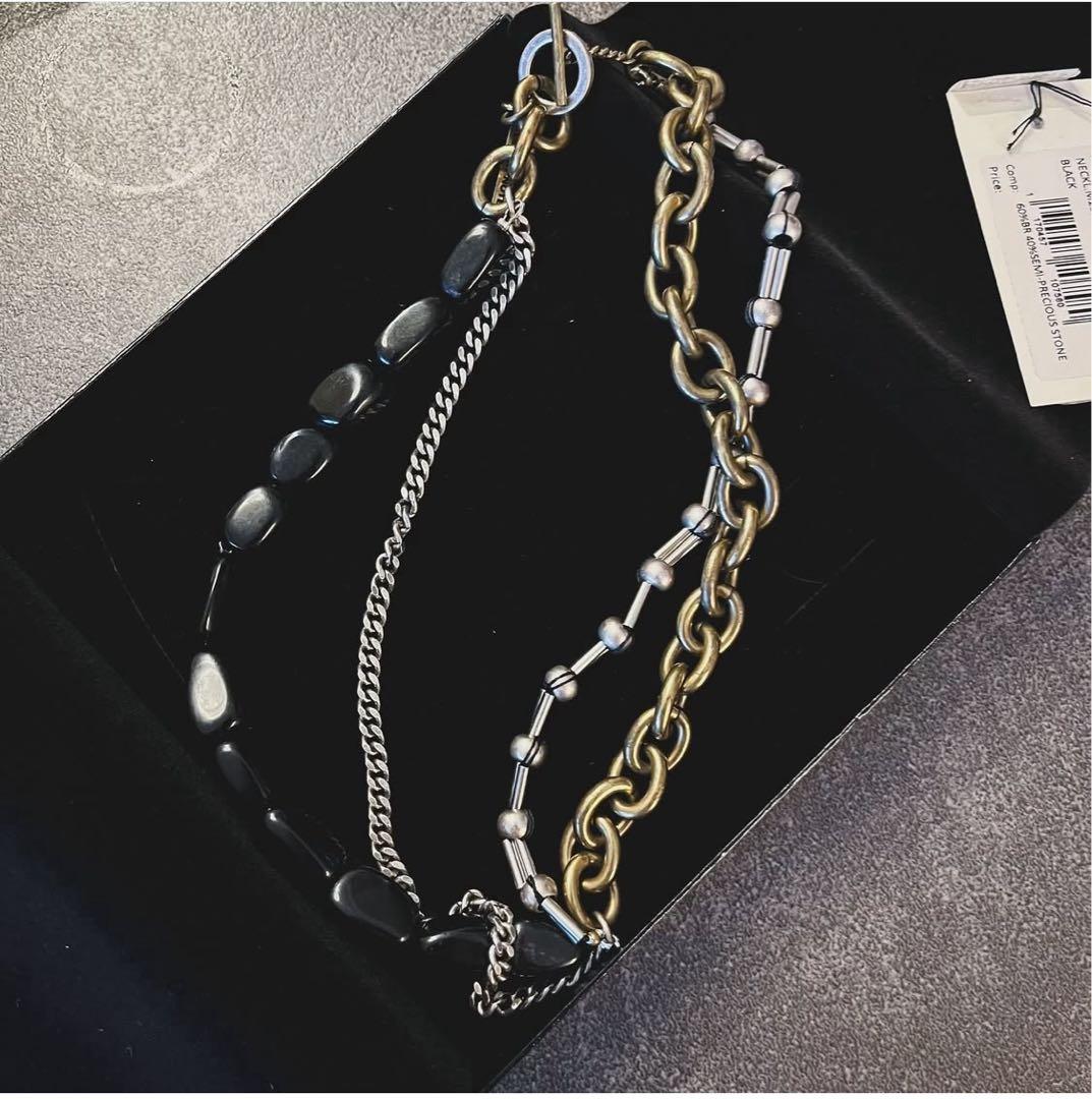 ドリスヴァンノッテン 23AW ブラックストーンチェーンネックレスDRIES VAN NOTEN