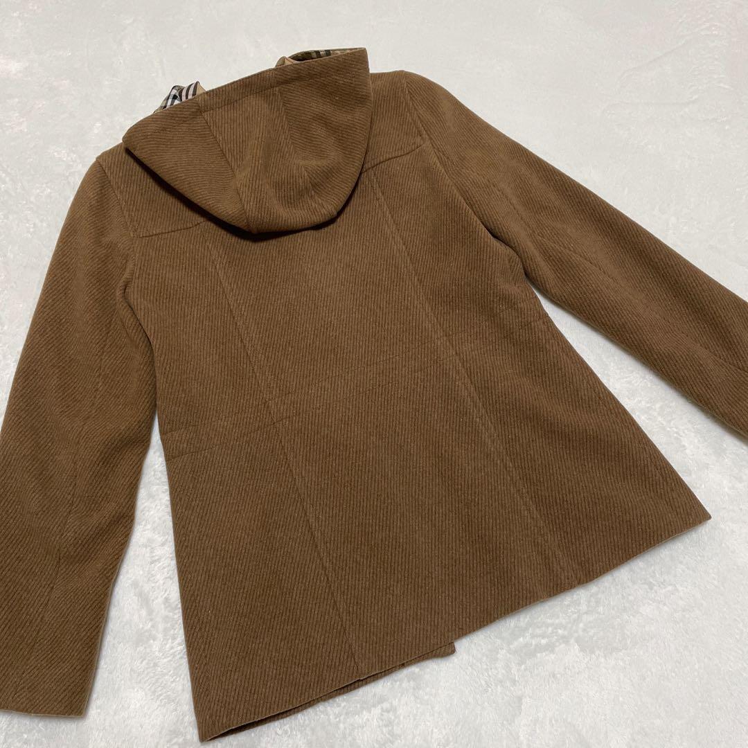 美品 BURBERRY LONDON ウールフーデットコート ノバチェック