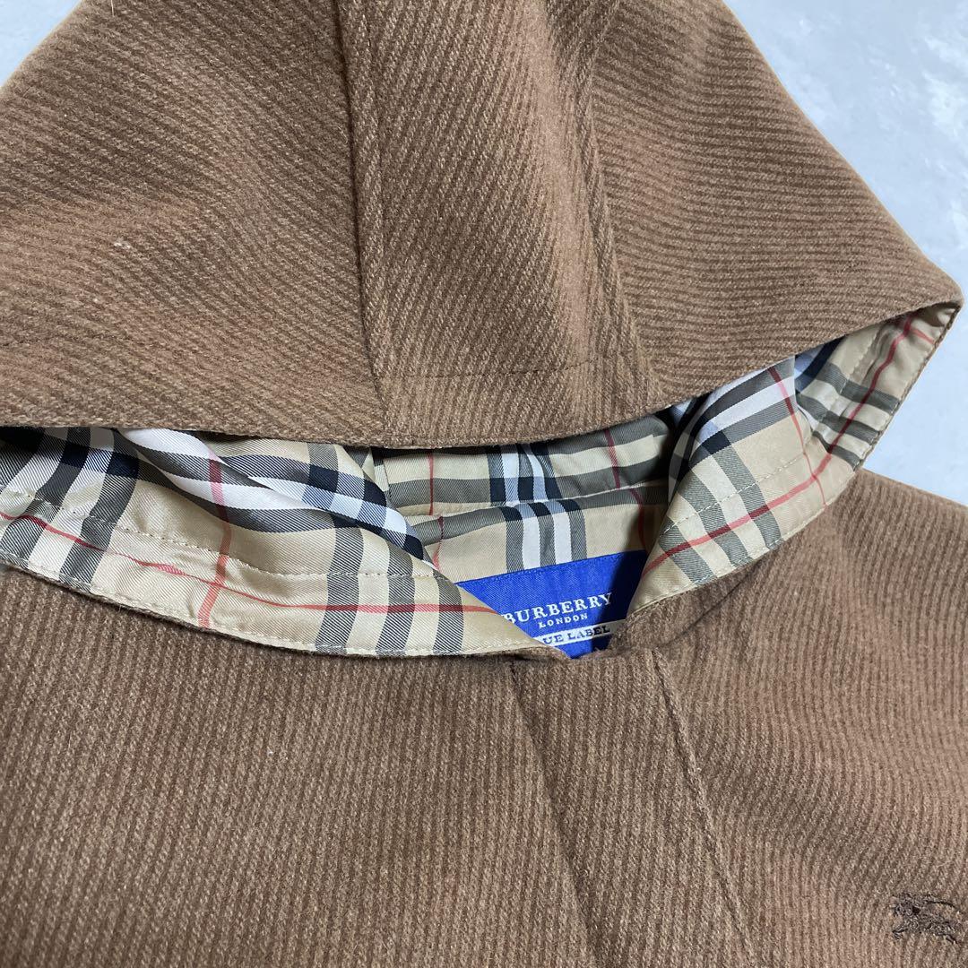 美品 BURBERRY LONDON ウールフーデットコート ノバチェック