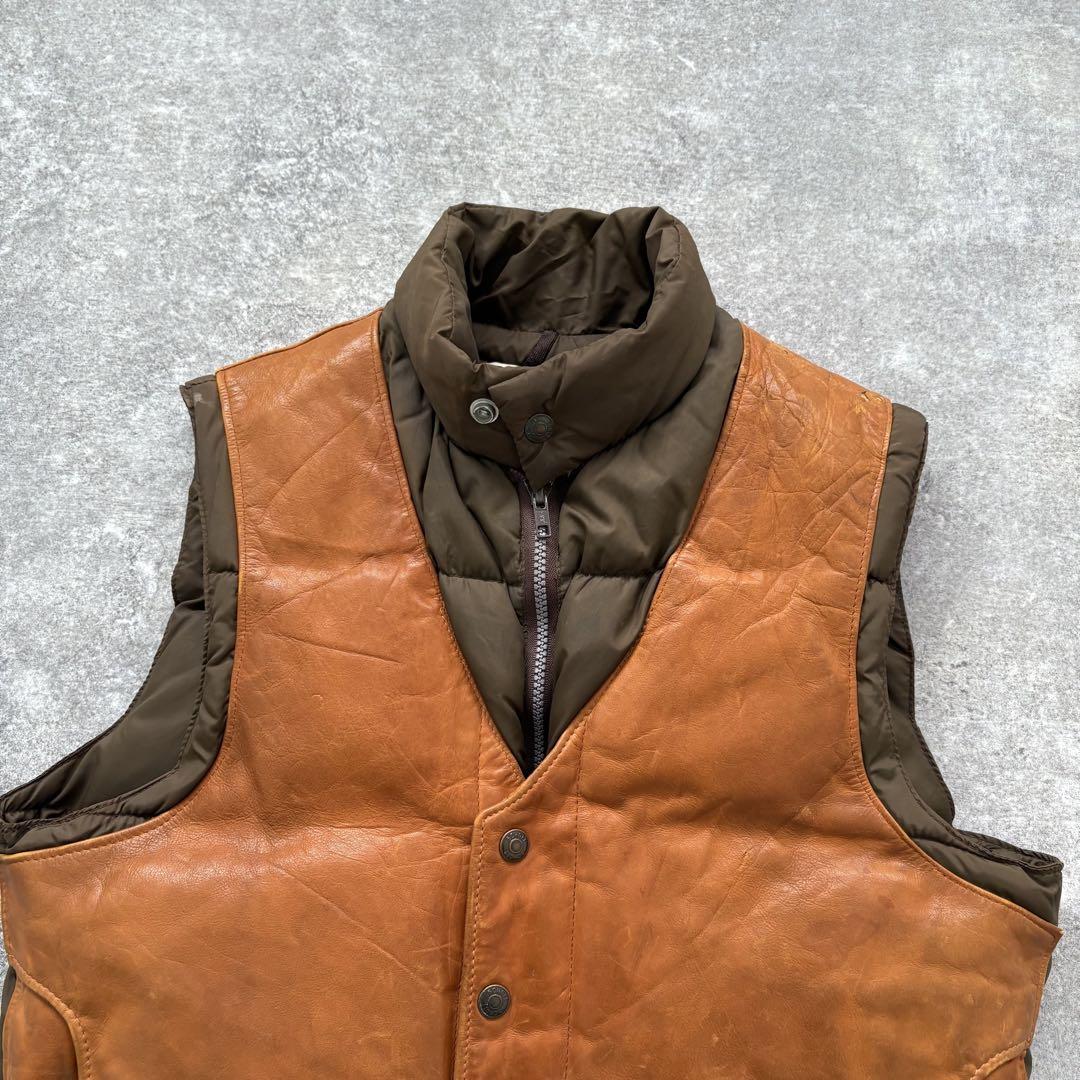 【Schott】 ショット レザー切り替え ダウンベスト 80s USA製 40