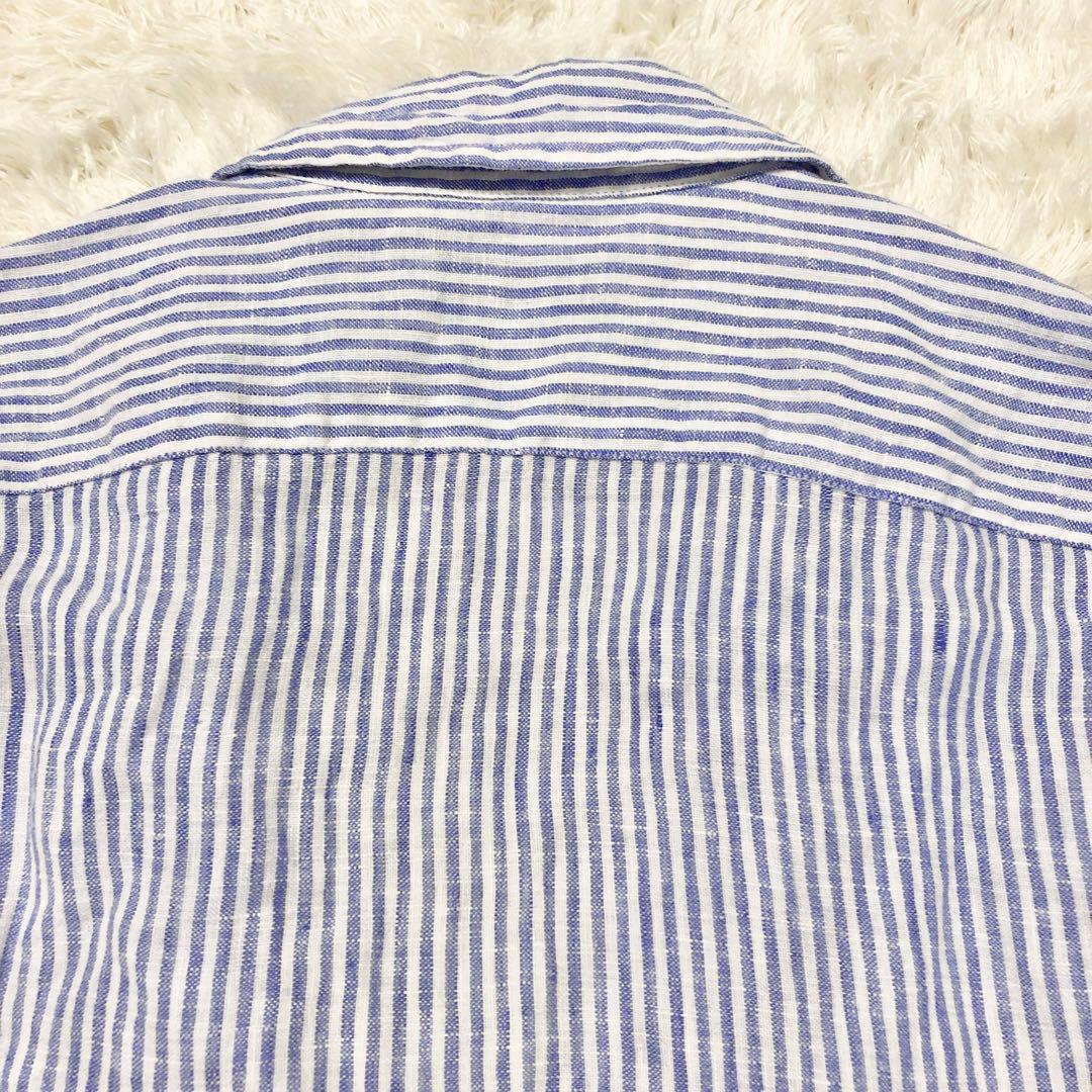 極美品✨ポロラルフローレン リネン ストライプシャツ 麻100