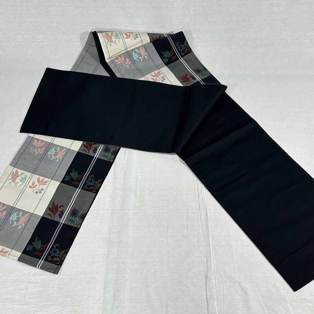 袋帯　超美品　モダン　お洒落　白黒　チェック　匿名配送　OF116 袋帯 超美品 モダン お洒落 白黒 チェック 匿名配送 OF116