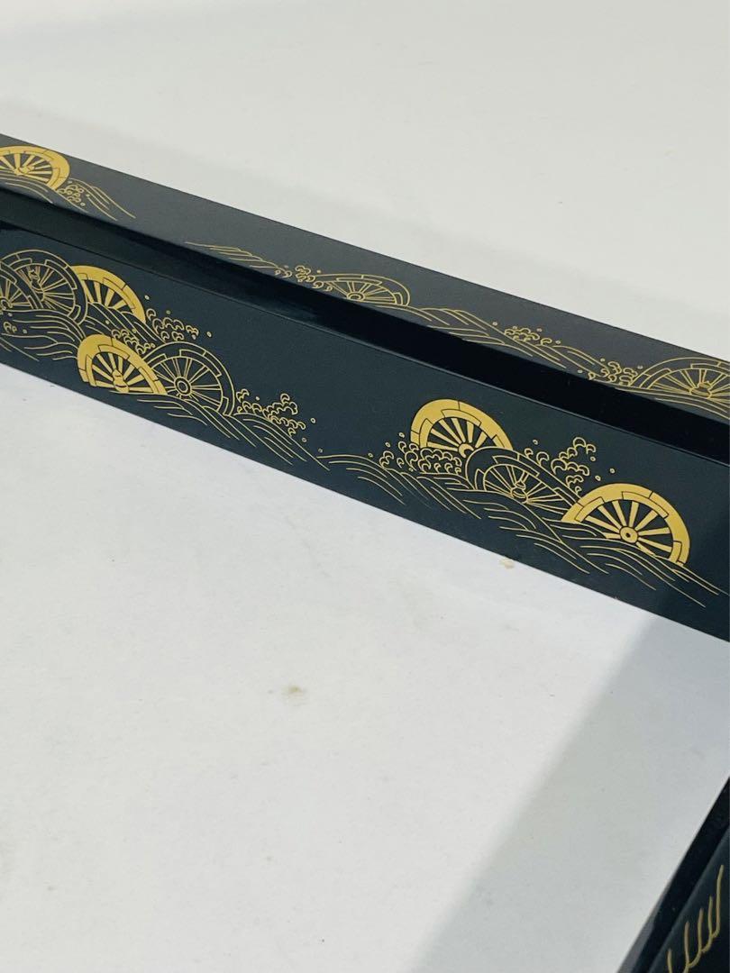 真塗　波車蒔絵炉縁と唐松蒔絵炉縁　二点まとめて　美品　茶道具　送料込