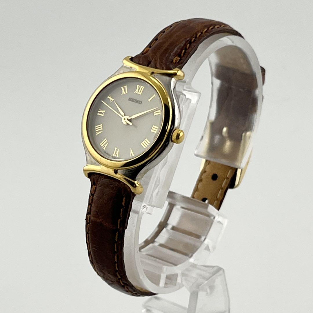 稼働/良品】SEIKO クォーツ 4N01-0560 アイボリー レディース