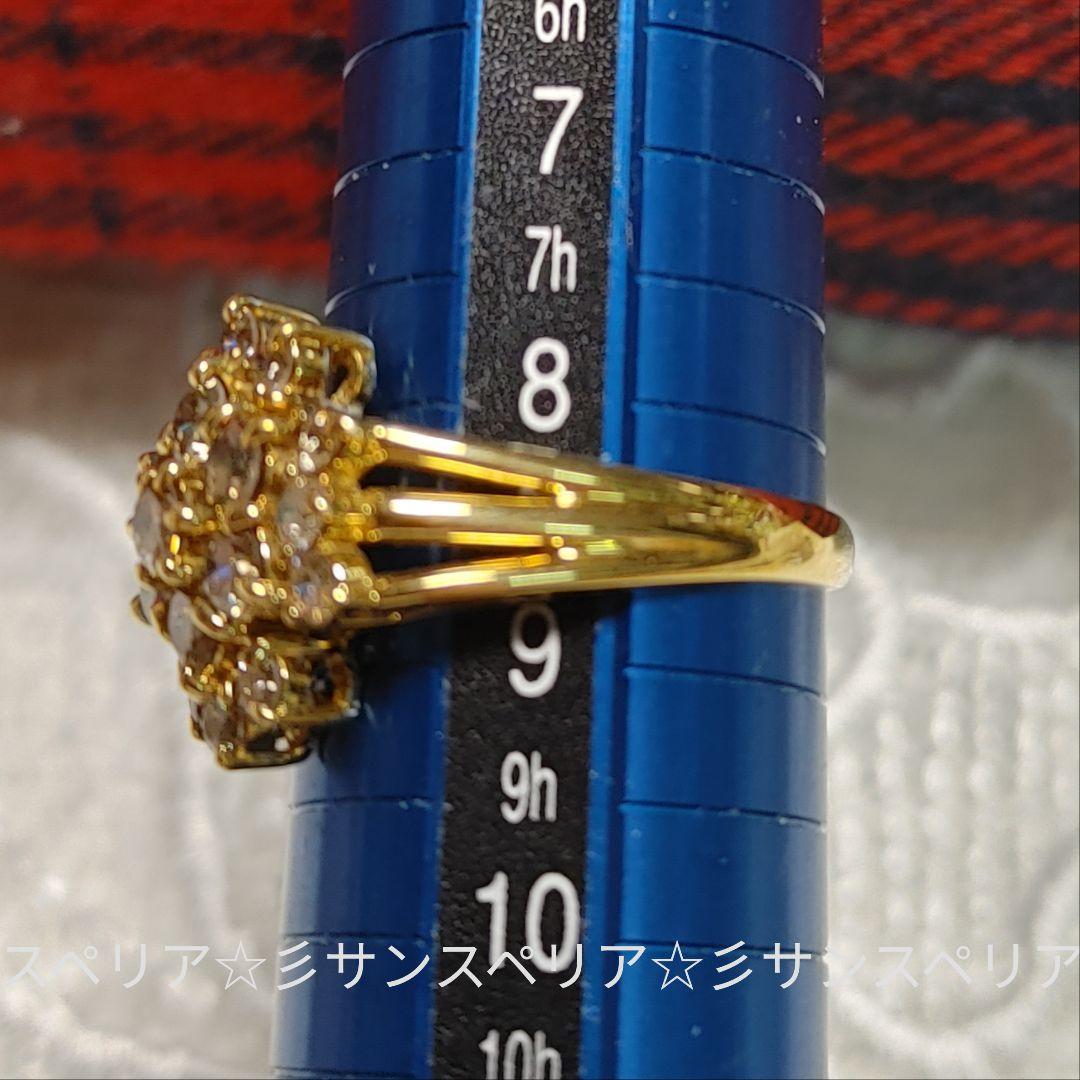 K18 ブラウンダイヤモンド1.00ct十字デザインリング