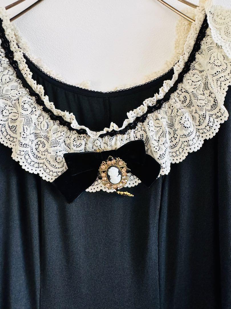 LaceMade レースメイド レース襟付き黒ロングワンピース　ドレス