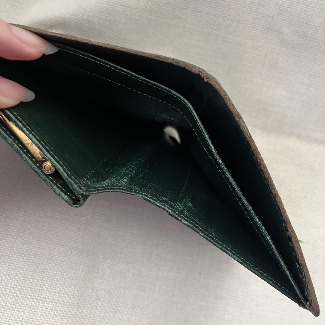 ヴィンテージ イヴ・サンローラン 三つ折り財布 クロコ型押し