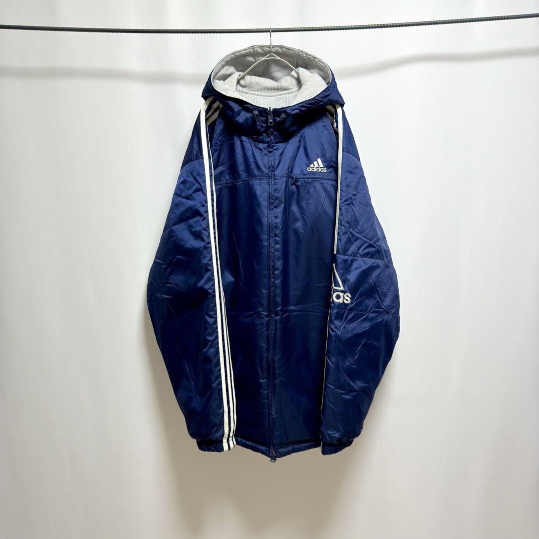 adidas アディダス　ロゴ刺繍　万国旗タグ 90's リバーシブル　フリース
