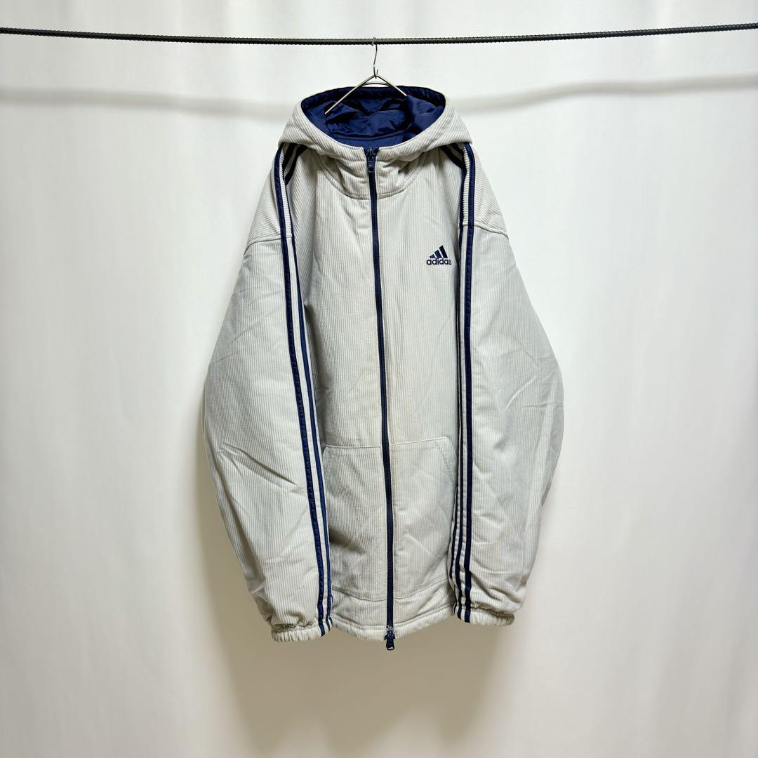 adidas アディダス　ロゴ刺繍　万国旗タグ 90's リバーシブル　フリース