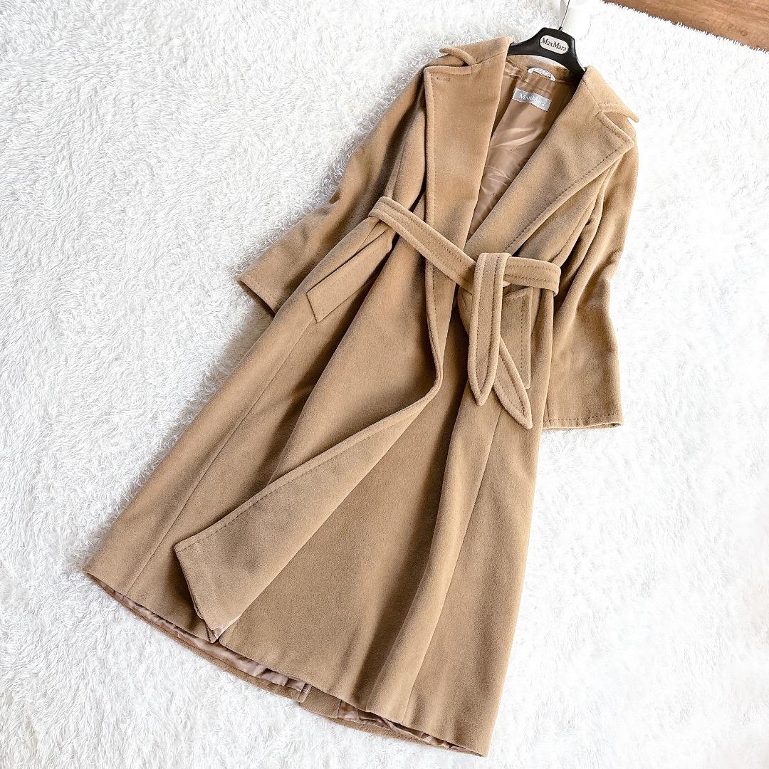 グランドホールセール MaxMara◇マニュエラ アンゴラ キャメル ベルト ラップコート ジャケット・アウター