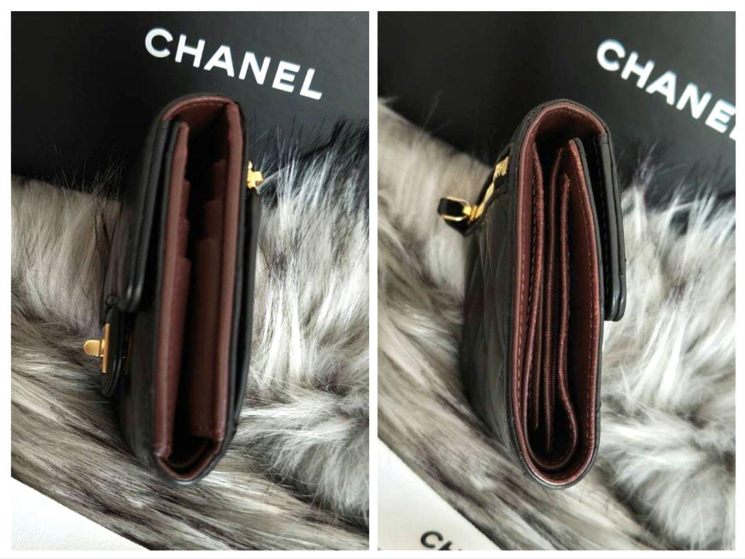☆美品☆シャネル 三つ折り財布 2.55/マトラッセ ブラック 黒
