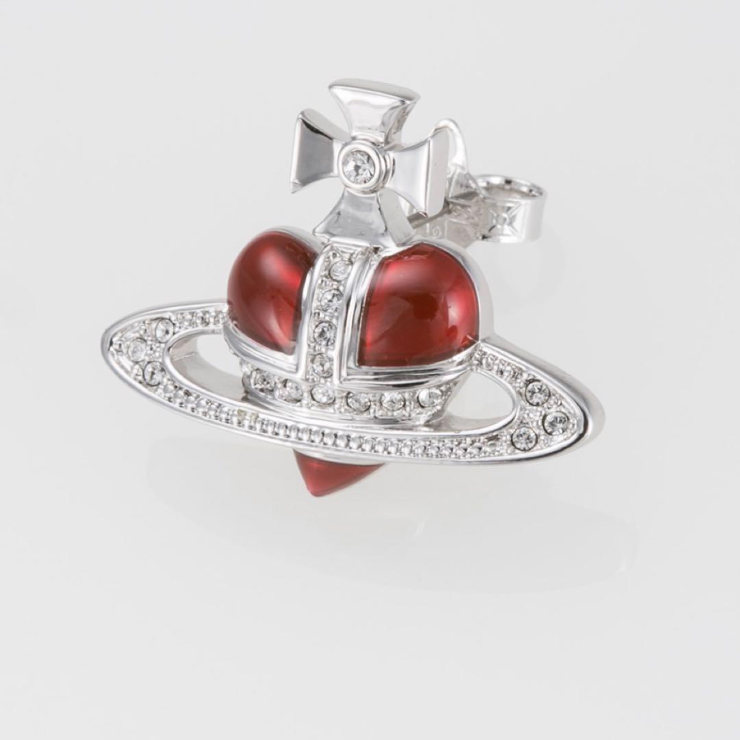 Vivienne Westwood ディアマンテ ハート ピアス レッド 赤 - アクセサリー