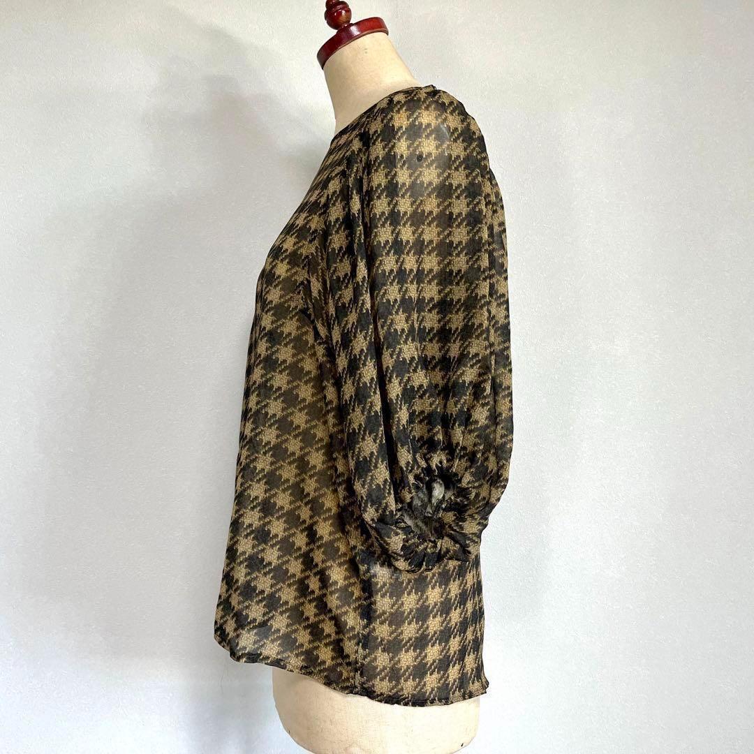 【新品】ナラカミーチェ　シフォンビッグ千鳥　七分袖　ブラウス Ⅲ 2L 13号