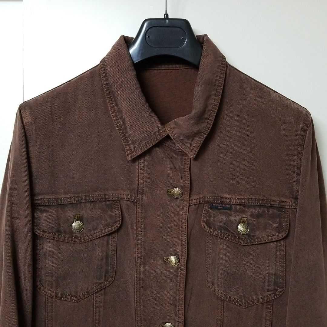C・オジャール　大きいサイズ　テンセルデニム Gジャン　ブラウン　サイズ15号 C・オジャール 大きいサイズ テンセルデニム Gジャン ブラウン