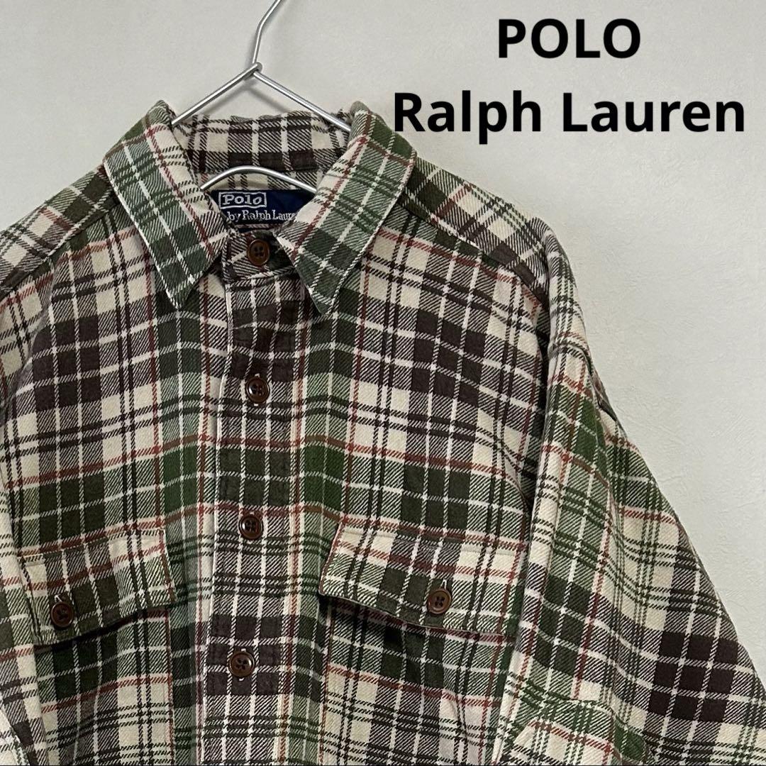 古着90s POLO Ralph Lauren 長袖ヘビーネルシャツ チェック