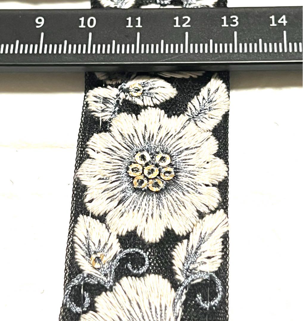 インド刺繍リボン 1m 【NO.B197】刺繍リボン カット売り ハギレ